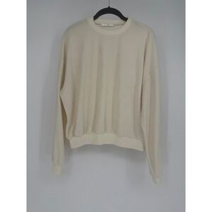 Jessie and Sky Cream Terry Cloth Crewneck Sweatshirt Womens Small Pullover Top
